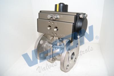 China Full Bore ANSI Class Pneumatic Two Way Flanged Ball Valve , Direct Mount Air Operated Flanged Ball Valve for sale