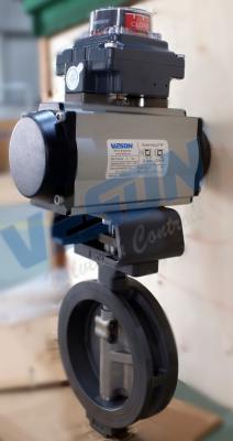 China Wafer Type Pneumatic Butterfly Valve Air Operated Butterfly Valve With Switches for sale