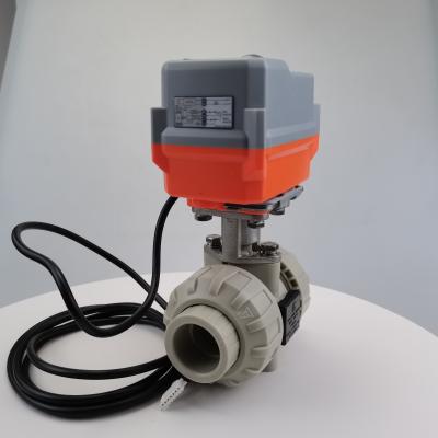 China 1.6MPa PPH UPVC Electric Actuated Ball Valve Wear Resistance  mini motor valve for sale