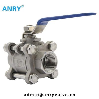 China 3pieces casted steel CF8M CF8 Body SS316 SS304 ball  BSP NPT Threaded  Ball Valve for sale