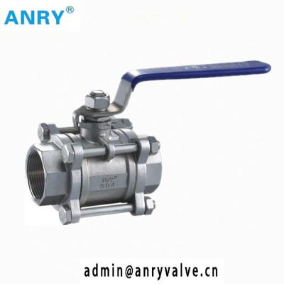 China DIN3202 NPT Threaded 3pc Casted Steel SS304 CF8M Body PTFE Seat Ball Valve for sale