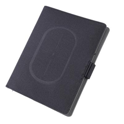 China Business Creative Wireless Charger Notebook With Led Logo Leather for sale