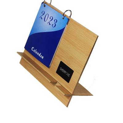 China 2024 Office Wooden Desk Calendar 21*18*13.5cm Wireless Charging Function for sale