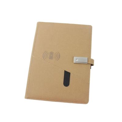 China O Usb personalizou o couro do plutônio personalizou o caderno de carregamento luxuoso de Ring Binder Journal Powerbank Wireless à venda