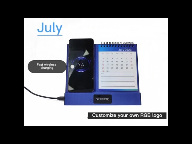 Custom 2023 New Wireless Charging Funny Electronic Desk Upright Charger Calendars