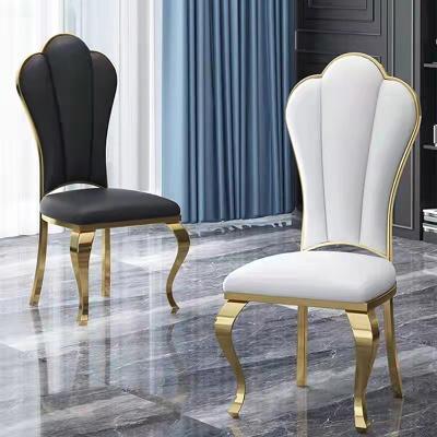 China Cadeiras de jantar de poliuretano branco de luxo de aço inoxidável sem encosto de braço à venda