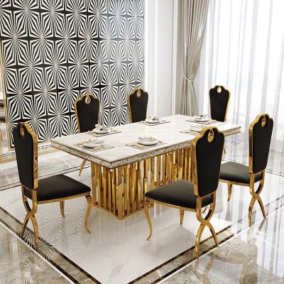 China Mesa de jantar de mármore de grande porte Luxo Rectangular Forma Médio Tamanho à venda