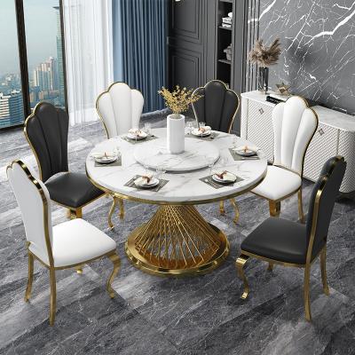 China Stainless Steel 6 Seater Circle Dining Table Set OEM ODM for sale