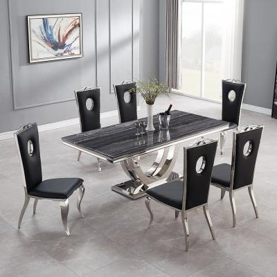 China 2m Length Luxury Marble Stainless Steel Square Dining Table OEM ODM for sale
