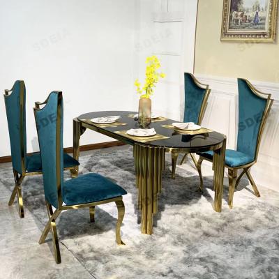 China 78cm High Oval Shape Dining Table With Glass Top Customized Color for sale