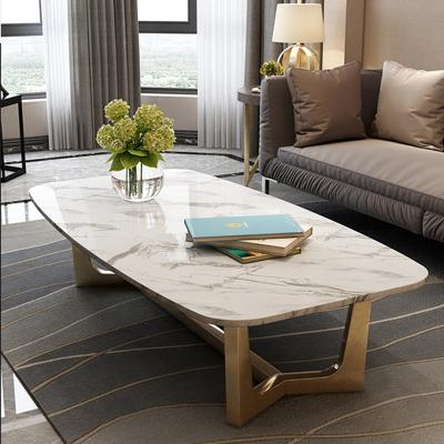 China Living Room Marble And Stainless Steel Coffee Table Height 0.45m for sale