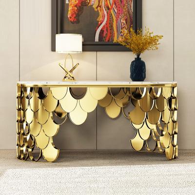 China Height 78cm Stainless Steel Narrow Entryway Console Table With Glossy Finish for sale
