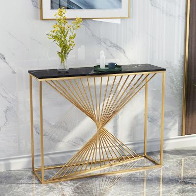 China Glossy Narrow Marble Top Console Foyer Table Width 45cm for sale