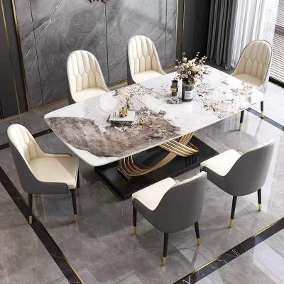 Chine Tableau de salle à manger en acier inoxydable marbre carré Hauteur 0,78M à vendre