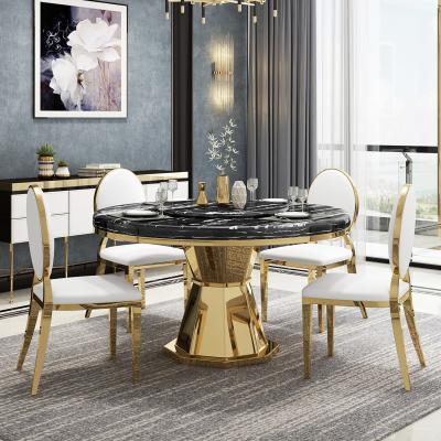 China Modern Stainless Steel Circle Marble Top Dining Table Length 1.3/1.5M for sale
