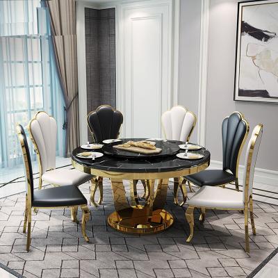 China Round Dining Room Stainless Steel Marble Tables Customized Color for sale