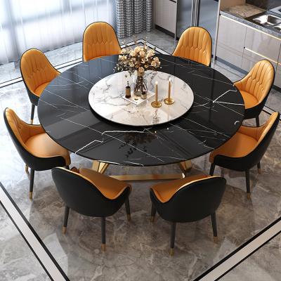 China Dining Room Turntable Marble Top Circle Dining Table Polished for sale
