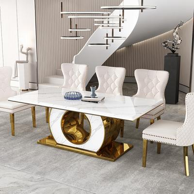 China 4cm Luxury Marble Square Dining Room Tables Length 1.8m for sale