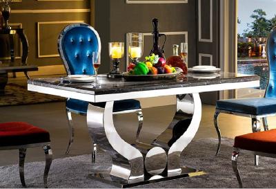 China Steel And Marble Apartment Dining Tables Light Luxury Length 1.6M for sale
