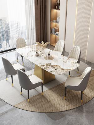 China Height 0.78M Luxury Marble Dining Table And Chairs For 6 for sale