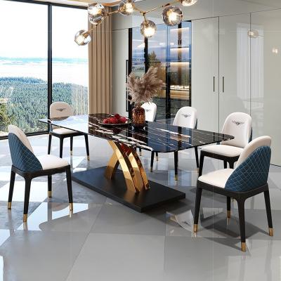 China Mesa de jantar de granito funcional de luxo leve em forma de retângulo à venda