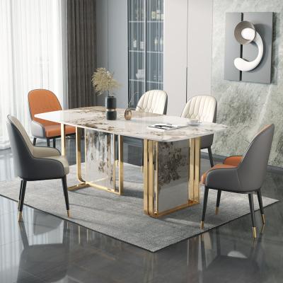 China Hotel 4cm Rectangle Marble Dining Tables For 4 Light Luxury for sale
