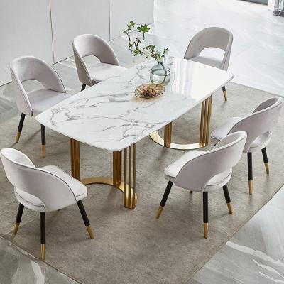 Cina Set di sedie da tavola da pranzo in marmo con gambe in acciaio inossidabile in vendita
