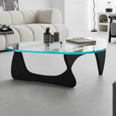 China Wooden Legs Glass Modern Coffee Table Eating Table Combination for sale