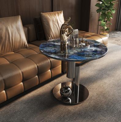 China SS Edge Marble And Gold Sofa End Table Telephone Table for sale