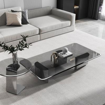 China Rectangular Modern Coffee Tea Table With Glass Table Top OEM ODM for sale