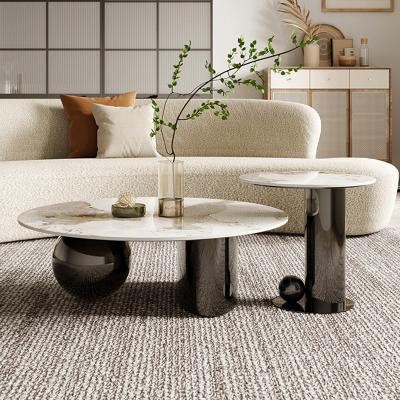 China Marmeren top cirkel combinatie koffie tafel elliptische vorm voor appartement Te koop