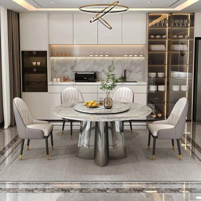 China 1.3/1.5M Mobiliário de sala de jantar Mesa de jantar em estilo mármore com perna de aço inoxidável à venda
