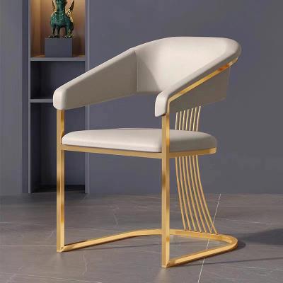 China Cadeira de jantar de luxo minimalista e moderna Instalações de lazer de aço inoxidável à venda