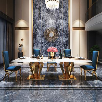 China Height 78cm Large Rectangular Marble Dining Table Marble Top for sale