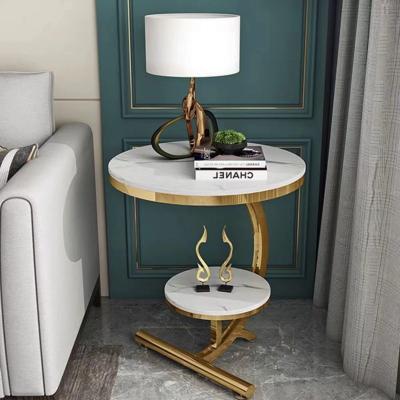 China Light Luxury White Sofa Side Table With Marble Table Top SEDIA for sale