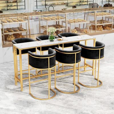 China Commercial Metal Bar Stools High Stool With Velvet / PU Seat for sale