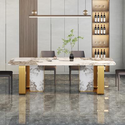 China Banquet Hall Dining Room Furnitures 2/4cm Marble Square Dining Table Set for sale