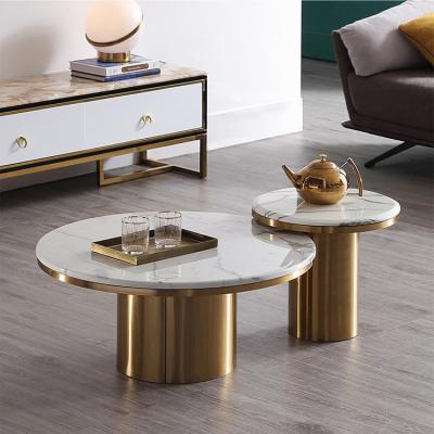 China White Marble Circular Combination Coffee Table OEM ODM for sale