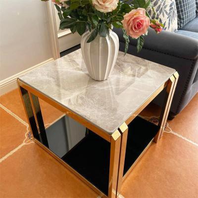 China White Marble Top Sofa Table Modern End Tables For Living Room for sale