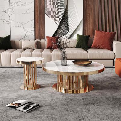China Round Marble Combination Coffee Table No Drawer For Living Room for sale