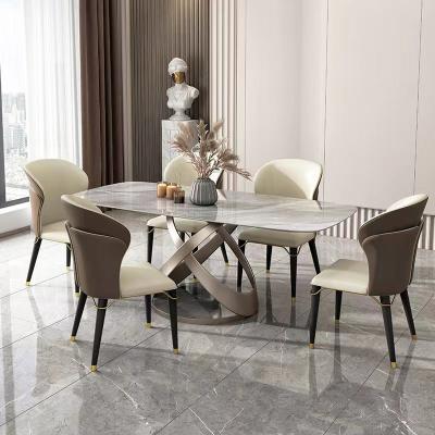 Chine Rectangle Shape Assemble Marble Dining Table For Hotel Purpose à vendre