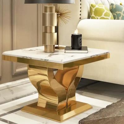 China Customized Stainless Steel Edge Table Required Assembly Gold Finish for sale