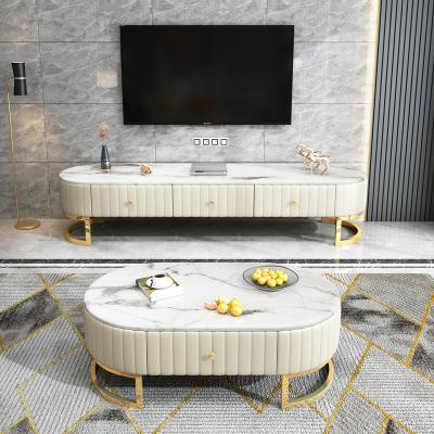 China Modern Stainless Steel Marble Oval Coffee Tea Table With Drawers for sale