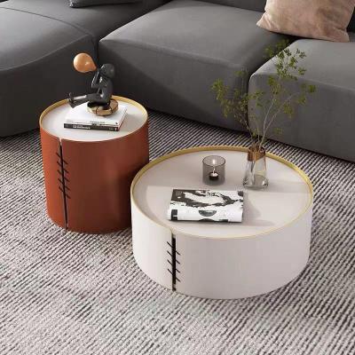 China Stainless Steel Marble Living Room Round Combination Coffee Table for sale