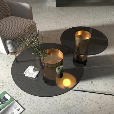 China Modern Stainless Steel Round Living Room Combination Coffee Table for sale