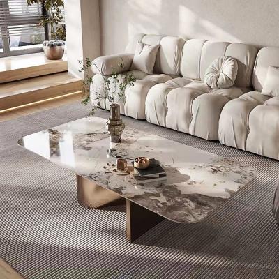 China Modern Stainless Steel Marble Square Living Room Coffee Table for sale
