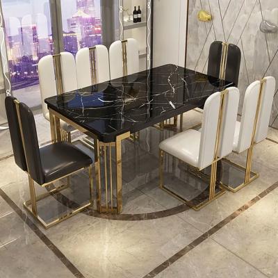 China Luxury Stainless Steel Square Apartment  Dining Table Assembly Te koop