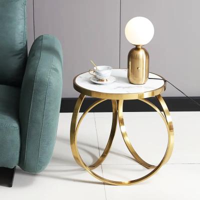 China Modern SEDIA Stainless Steel Side Table With Marble/Glass Top for sale