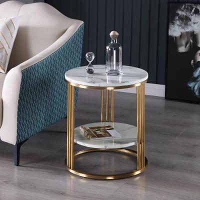 China Elegant Round Stainless Steel Marble Sofa Side Table By SEDIA for sale