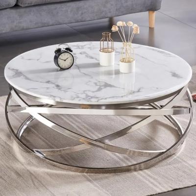 China Light Luxury Stainless Steel  Hotel Lobby Circular Coffee Table for sale
